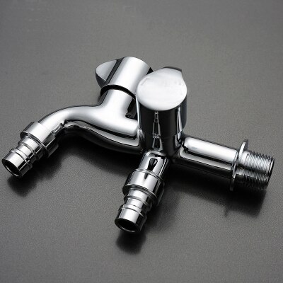 Wall Mounted Half Inch Thread Chrome 7 Models Dual Handle Cold Water Tap with two way out L17092: Light Grey