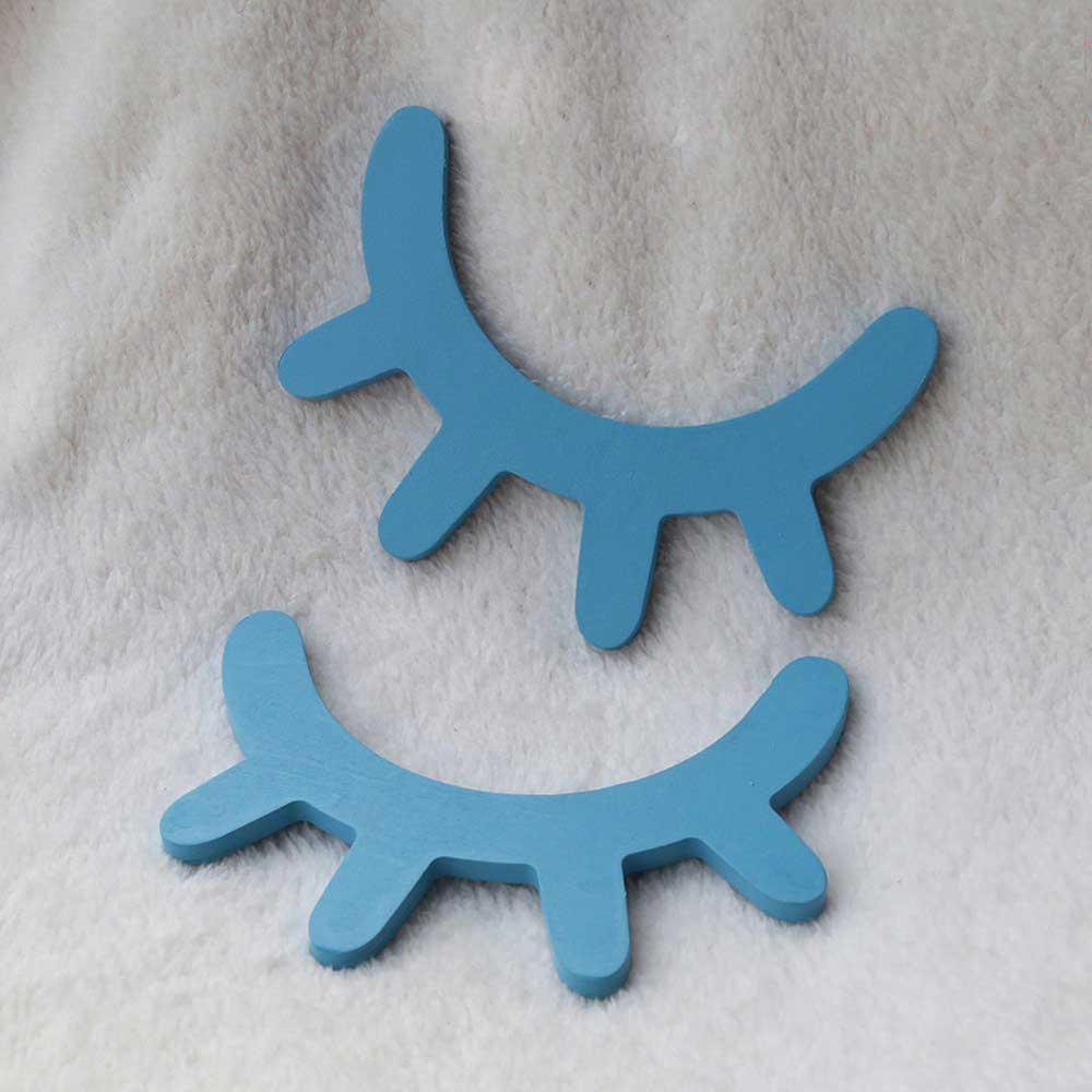 Baby Bed Bumper Ins Style Wooden Eyelashes Wall Sticker Baby Room Decor Photography Props Cartoon 5 Colors: 0.65cm blue bag