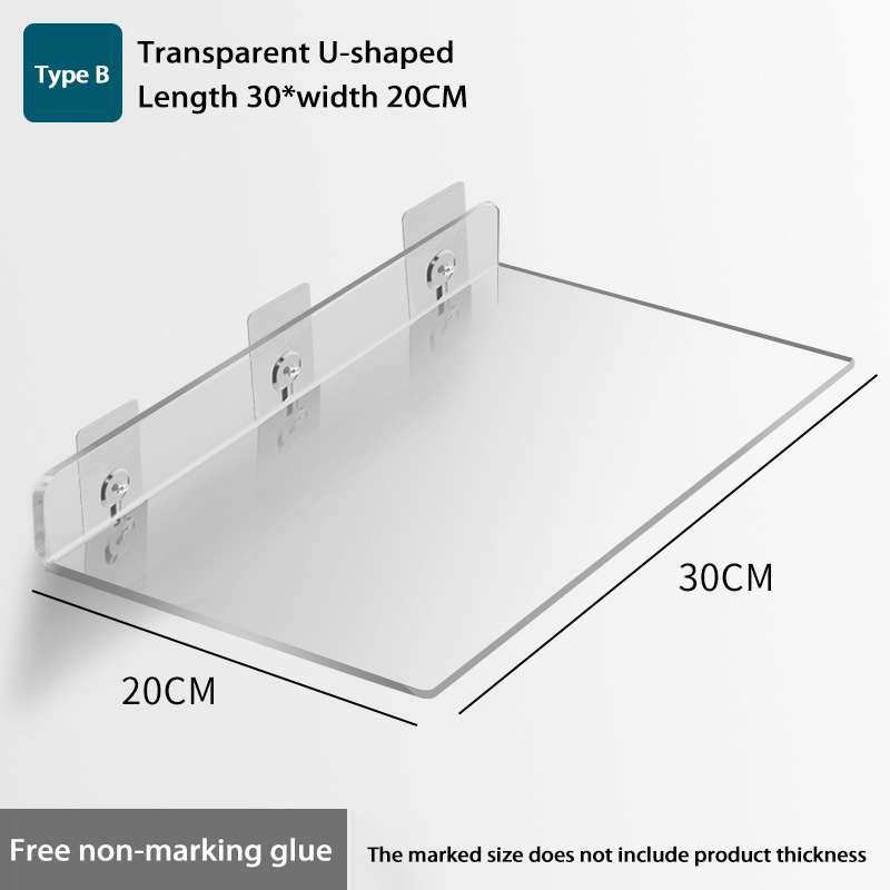 Wall-mounted Acrylic Storage Rack Removable Bathroom Shower Organizer Kitchen & Wardrobe Accessories Self-Adhesive Storage Shelf