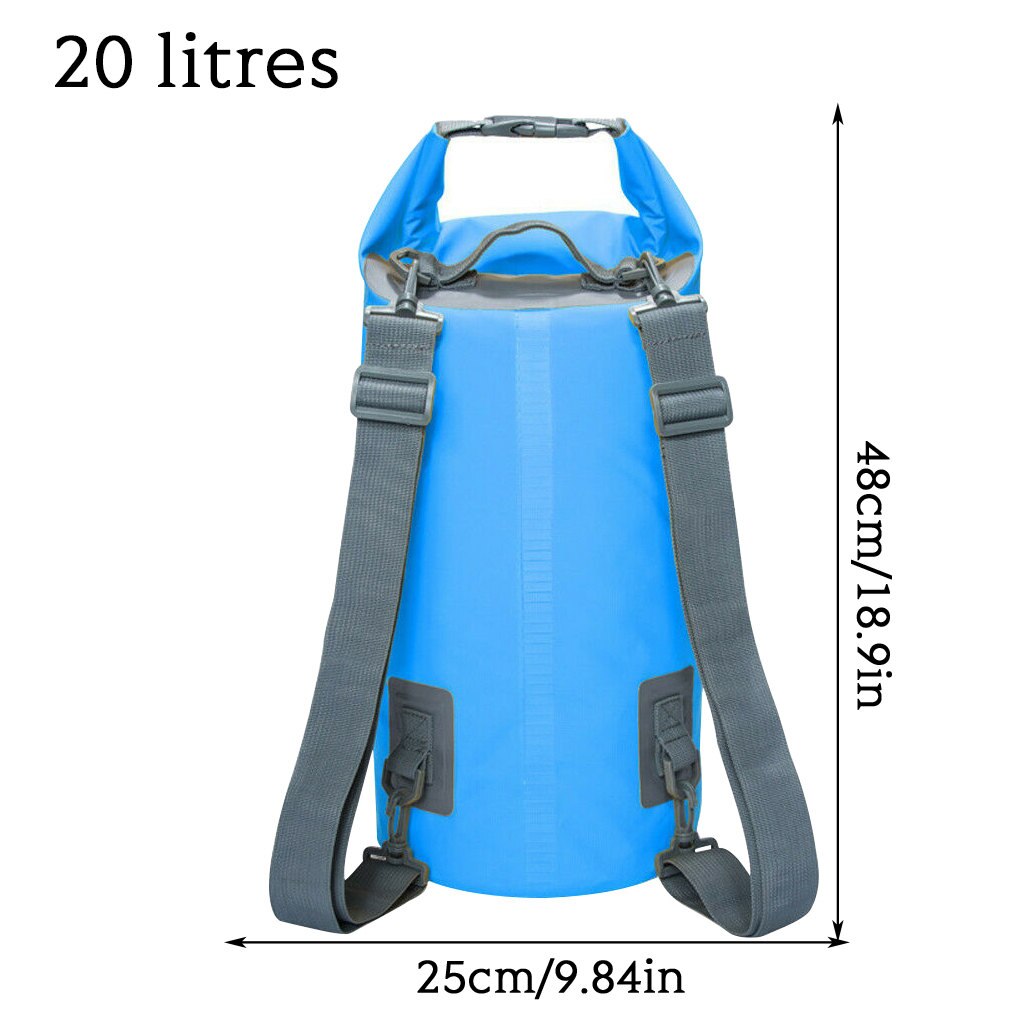 PVC Bag Waterproof Beach Swim Backpack Bucket Pouch for Kayaking Boating Fishing: Blue 20L