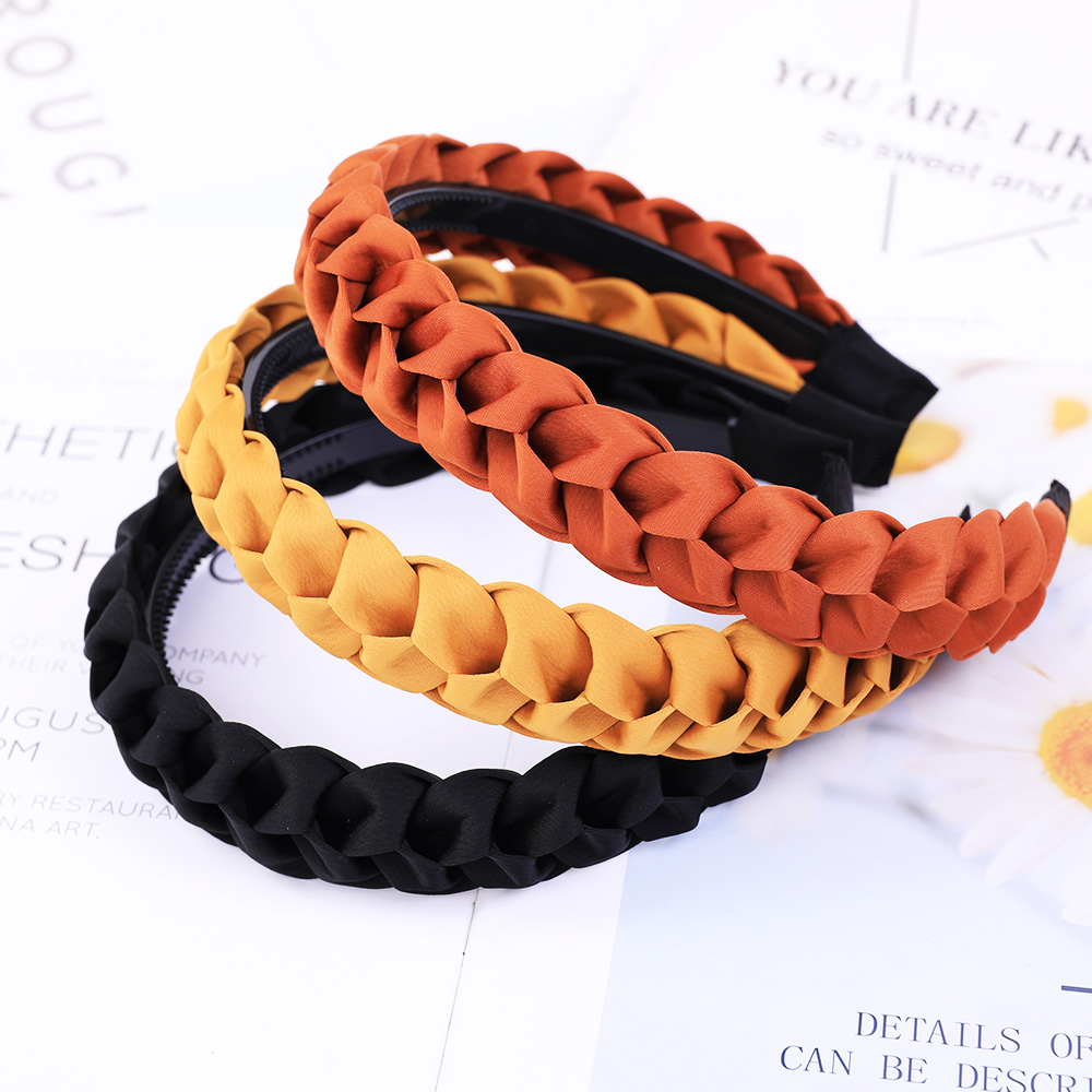Cinta de pelo trenzada para niña y mujer, cintas elásticas para el cabello, antideslizantes, diademas tejidas a la , accesorios para el cabello con bisel