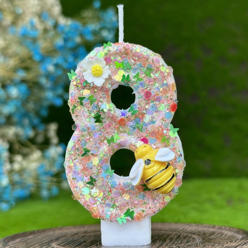Colored Children's Bee Candle Wedding Guest Girl Boy birthday Candle Party Supplies And Stands Christmas Lights Candles: BROWN