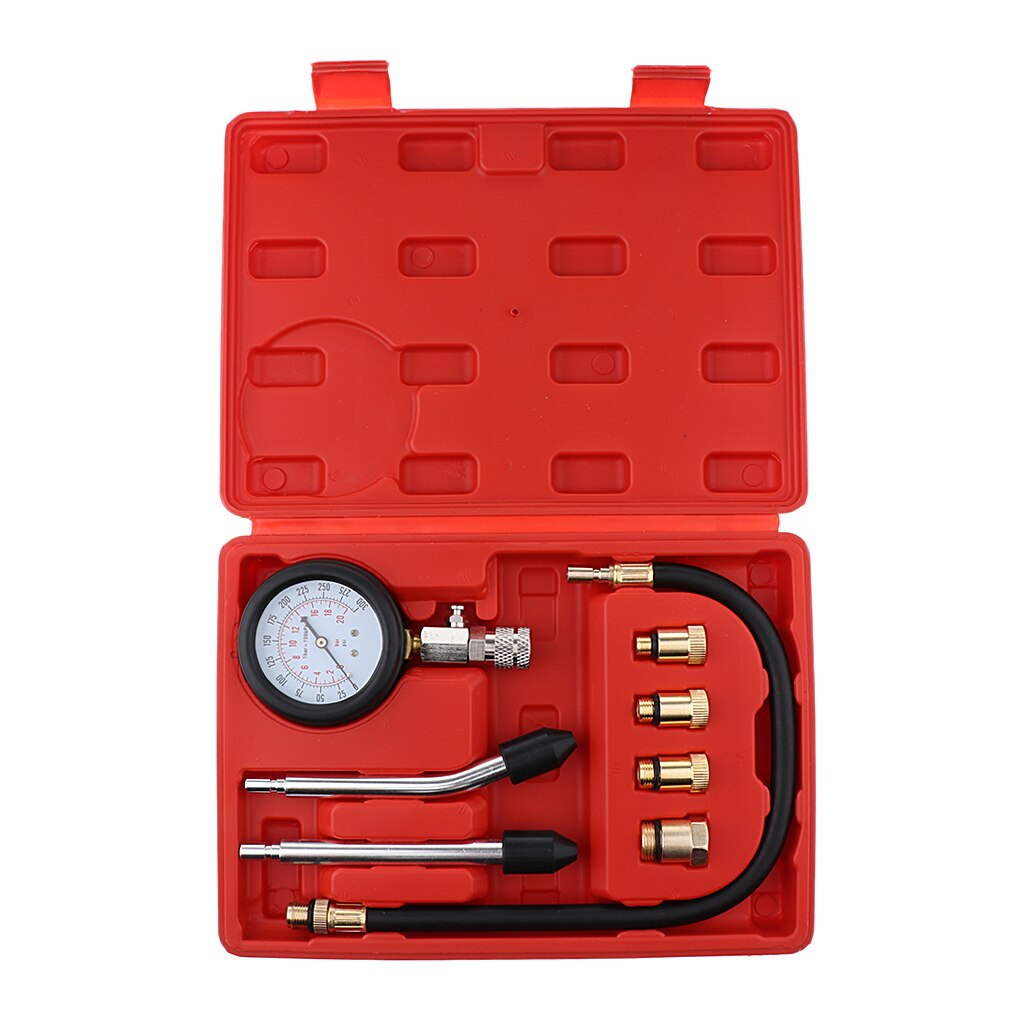 8pcs High Precision Spark Plug Cylinder Compression Tester Test Kit Gas Engine Gauge Tool with Box Automotive Tool