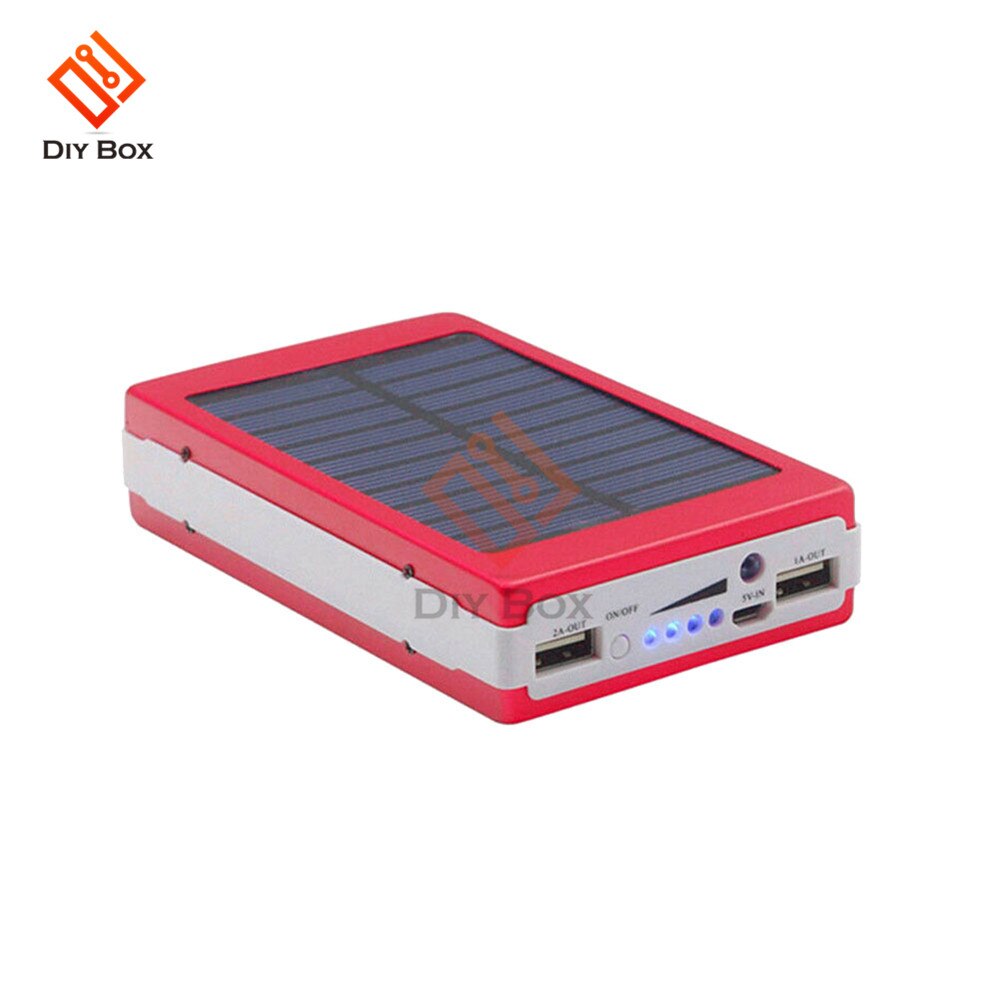 Banco de energía Solar portátil para teléfono móvil, cargador de energía Solar portátil, LED, carga USB Dual, funda para teléfono, 18650: red