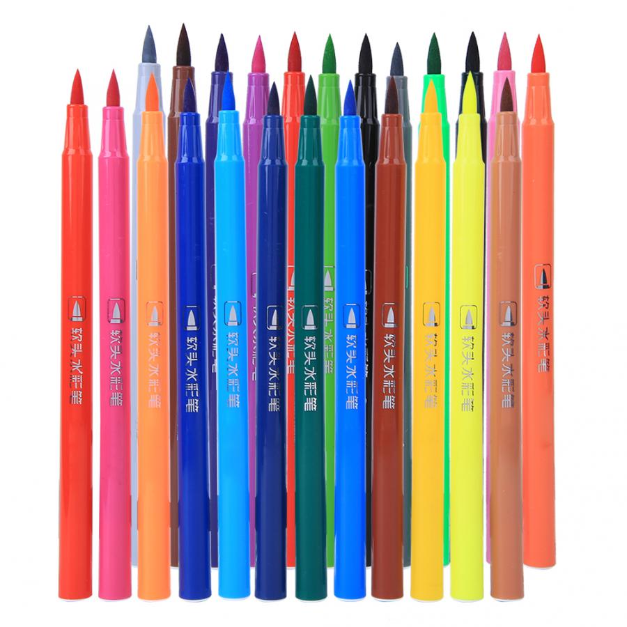 24 pièces aquarelle stylo lavable doux pointe peinture dessin outil Art école fournitures Art fournitures tableau blanc stylo