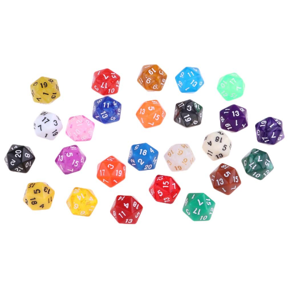 25 Pcs Polyhedral D20 Dice For TRPG Game Random Color