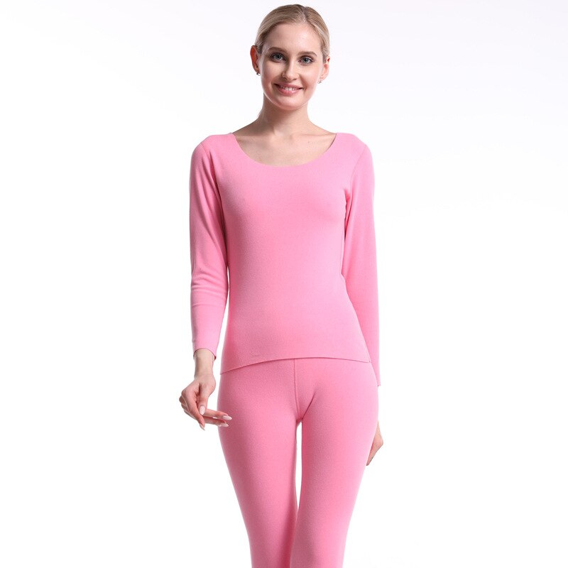 Long Johns dames sous-vêtements minces ensembles bas femme automne sous-vêtements thermiques femmes respirant: Rose / M