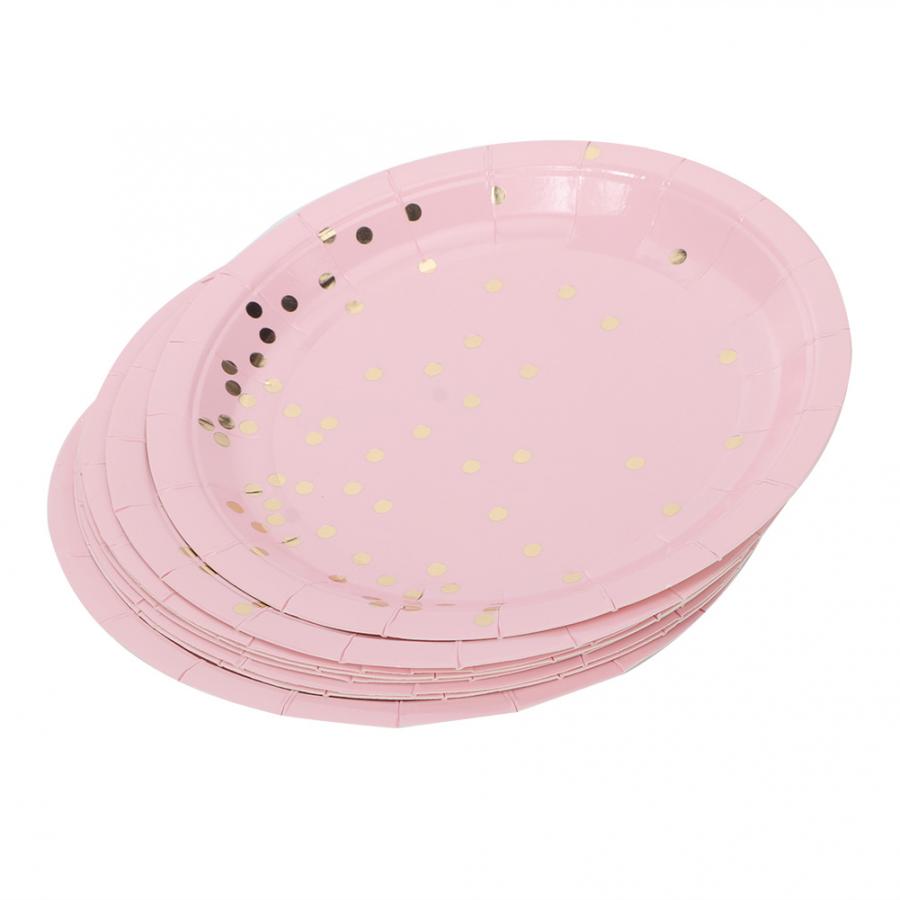 8 stuks Wegwerp Papieren Plaat Lade Taart Schotel Servies voor Barbecue Verjaardag Kerst Bruiloft Decoratie: Pink