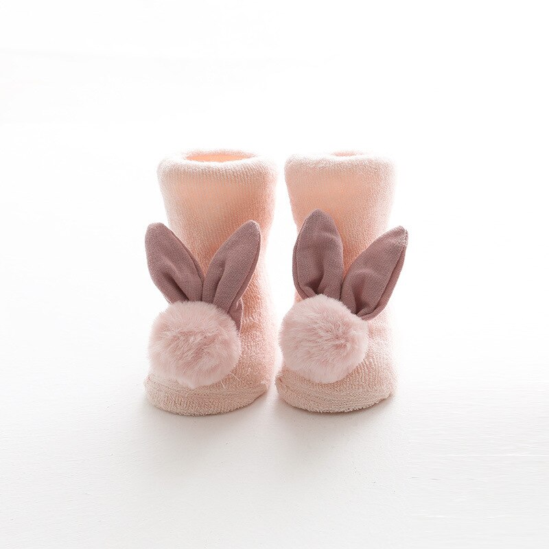 Chaussettes antidérapantes pour bébé fille, mignonnes, à semelle en caoutchouc, avec nœud d'oreille de lapin, princesse, d'anniversaire pour -né