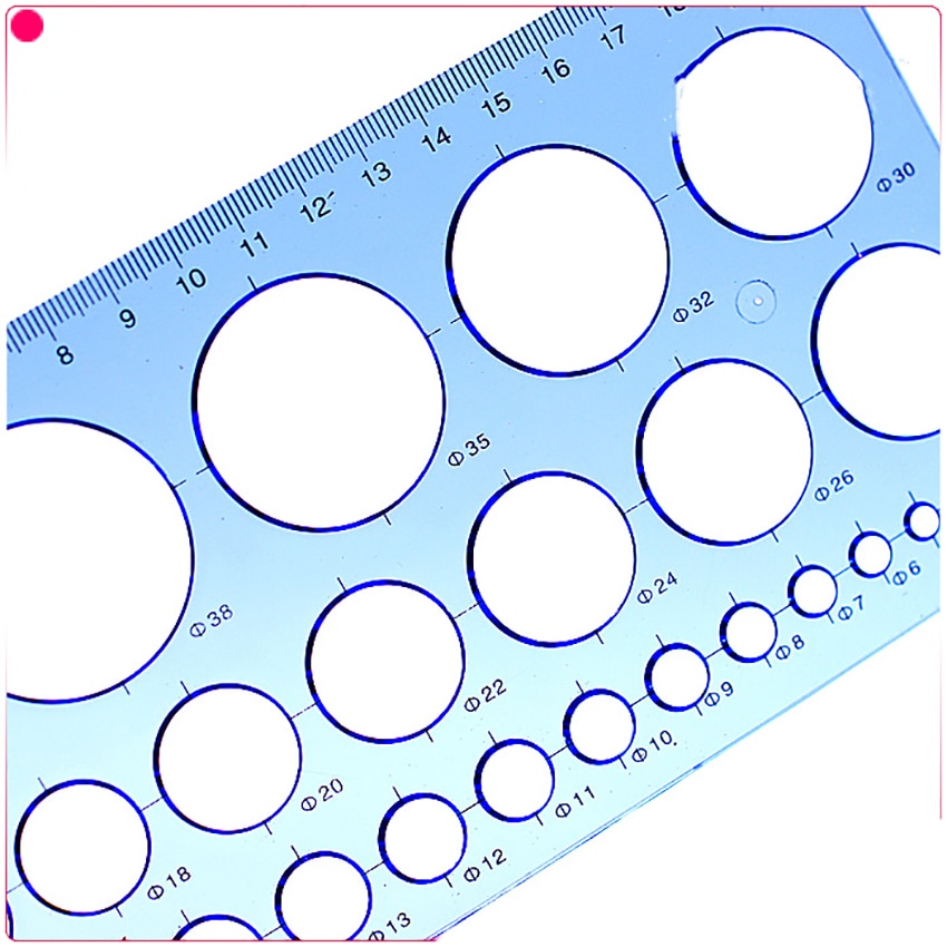 Plantilla de círculos plantillas para mediciones de plástico, regla geométrica de dibujo circular, plantilla para oficina y estudiantes, 22x11cm