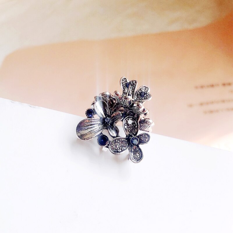 Morkopela-Pinza para el pelo de plata antigua para mujer, pinza para el pelo con diamantes de imitación pequeños, pinzas de Metal para el pelo, alfileres, accesorios para el cabello de mariposa