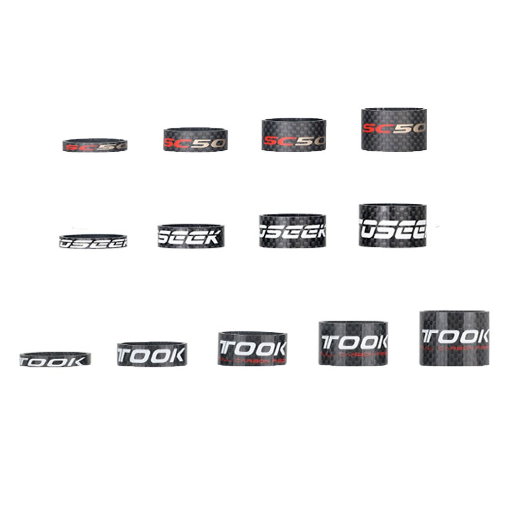 TOSEEK Full Carbon Fiber 5/10/15/20/25mm Bike Front Fork Washer Stem Washer Ring MTB Bike Headset Spacers Bicycle Parts