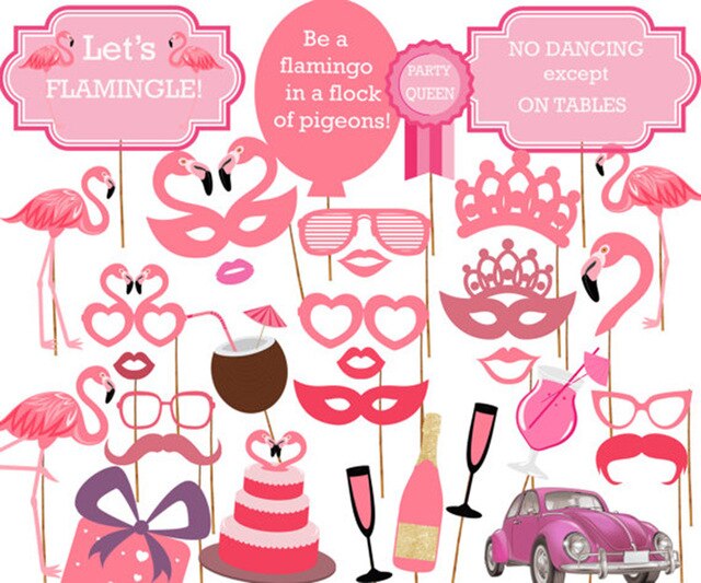 Hawaii Strand Mexiko Party Aha Foto Verkaufsstand Requisiten für Flamingos/Bachelorette Party Photobooth Hochzeit Dekoration Party Lieferungen: 20Stck