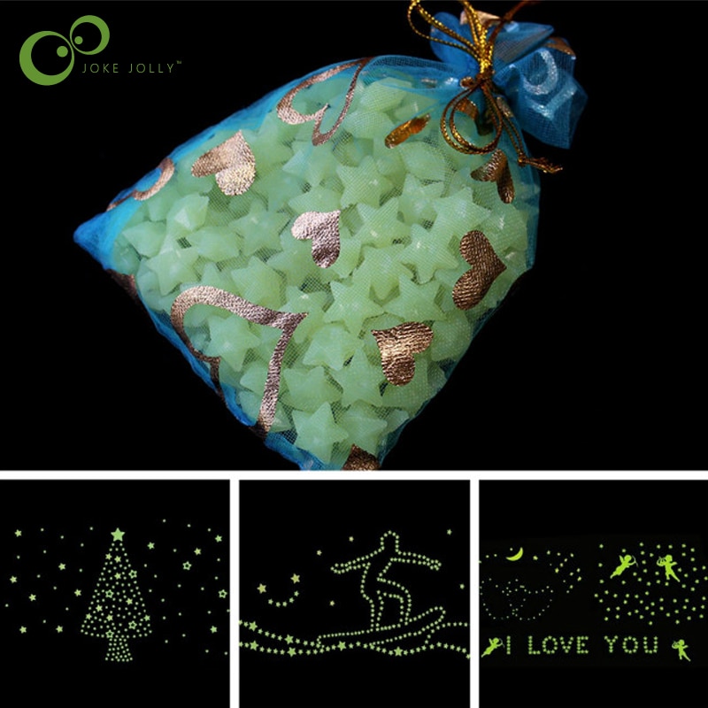 200 stks/set DIY 3D Shine Stars Glow In The Dark Luminous Tl Plastic Muurstickers voor Woonkamer Home Decoratie WYQ