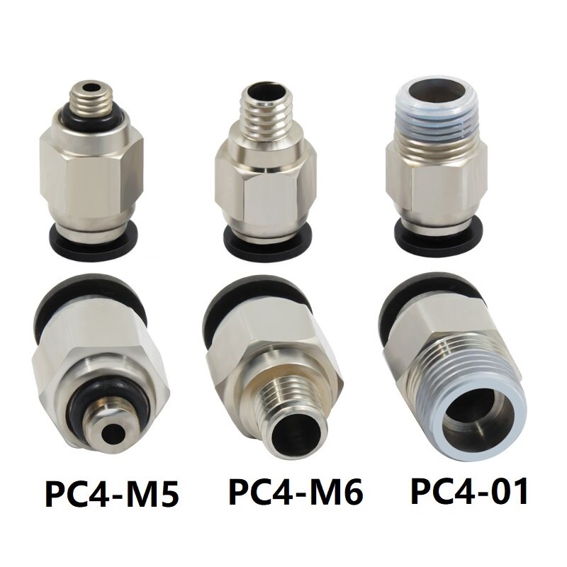 Encaixes pneumáticos do conector da impressora 3d PC4-01 PC4-M5 PC4-M6 diâmetro 4mm ptfe tubo conector do acoplador rápido conector pneumático