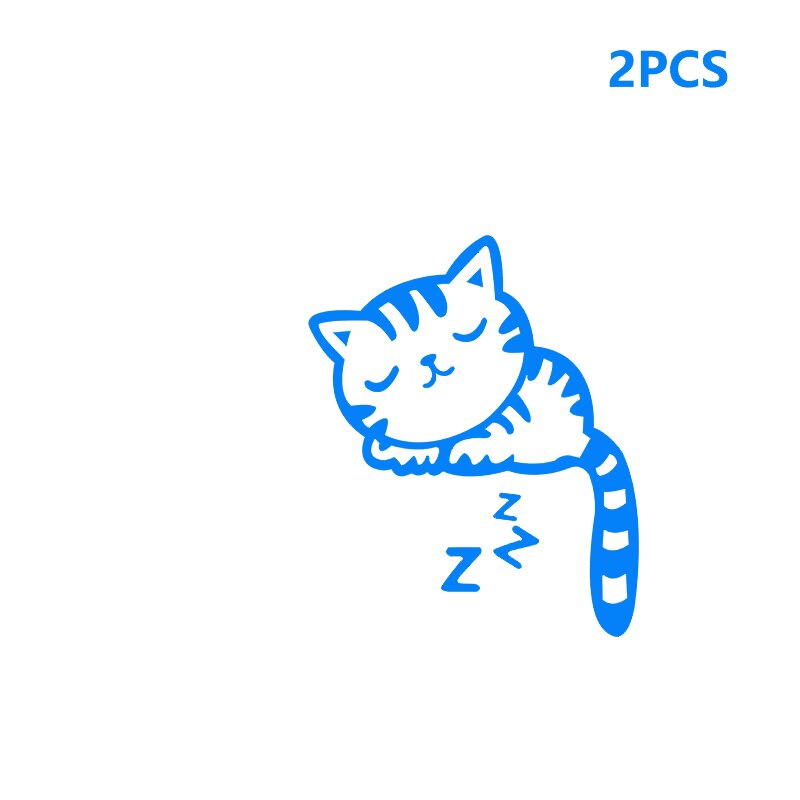 Suchme 2pcs/lot Blue Luminous Light Switch Decals Adorbale Cat Pet Animal Wall Stickers Kids Bedroom Decoration Art Mural Paste: 2pcs sleepy cat