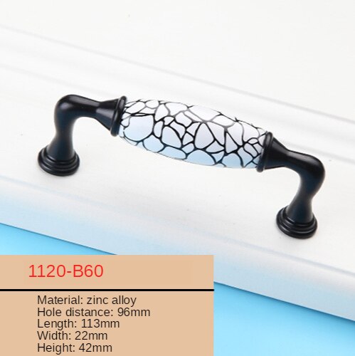 Black/White Ceramic Furniture Handle American Style Simple Kitchen Cabinet Handle Wardrobe Round Drawer Knob: 1120-B60-96