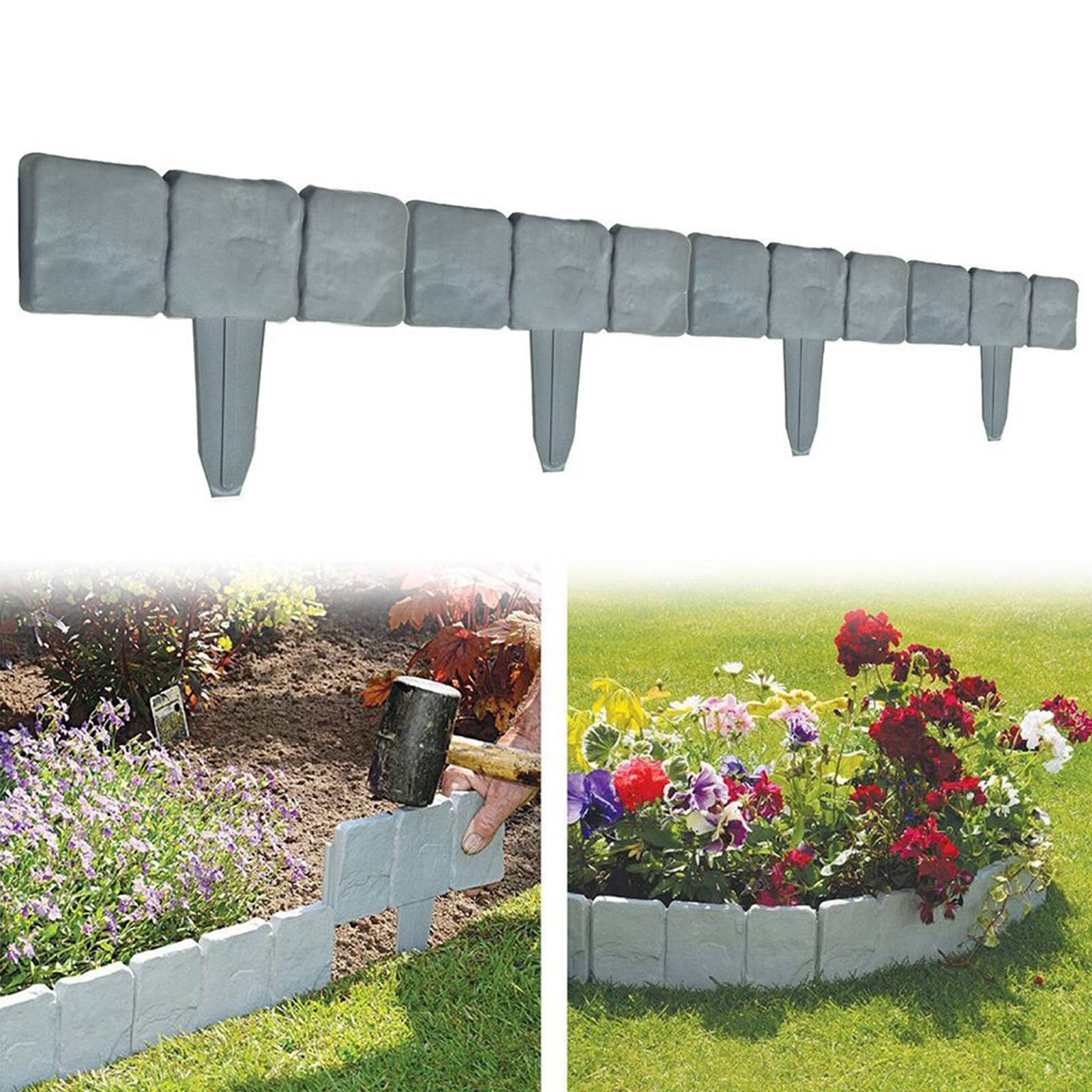 Valla para bordes de césped de jardín, paneles de borde de piquete de plantas, tablero de valla de pared de plástico, decoración de patio de jardín