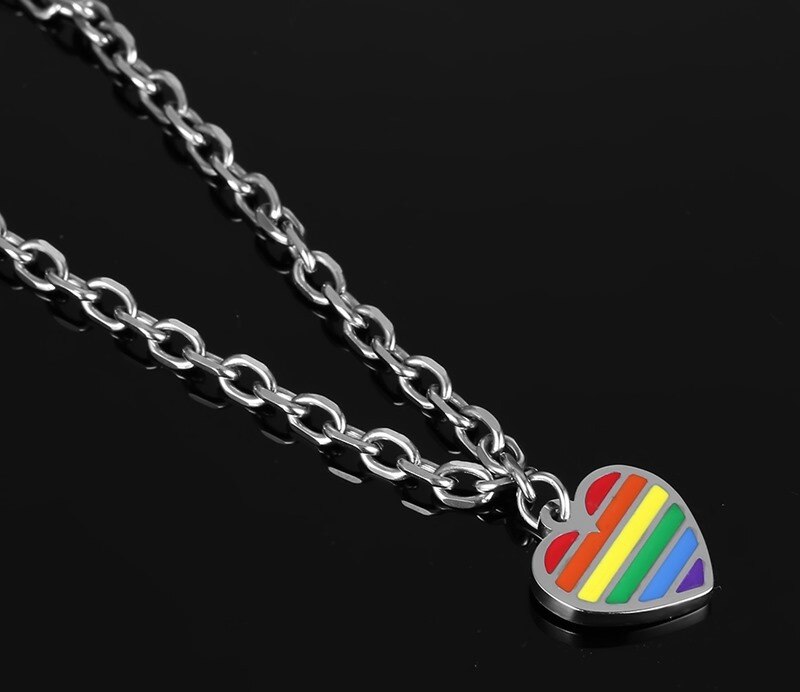 FXM LN39 jewelry for birthday rose many heart metal color titanium steel men's heart rainbow Bracelet