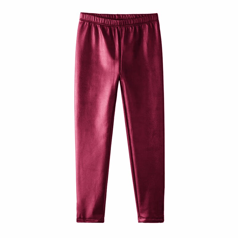 Pantalon en simili cuir pour fille, legging moulant en simili cuir, noir, printemps-automne: Wine / 6-7(130)