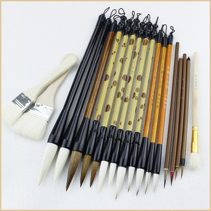 19pcs/set Chinese Painting Brush Set Landscape Peony Watercolor Painting Brush Chinese Calligraphy Brushes Set Painting Supplies