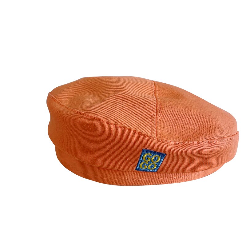 Béret pour enfants de 2 à 6 ans, chapeau de bébé avec lettres brodées, coréenne de printemps, couleur bonbon, accessoires pour enfants,: Orange