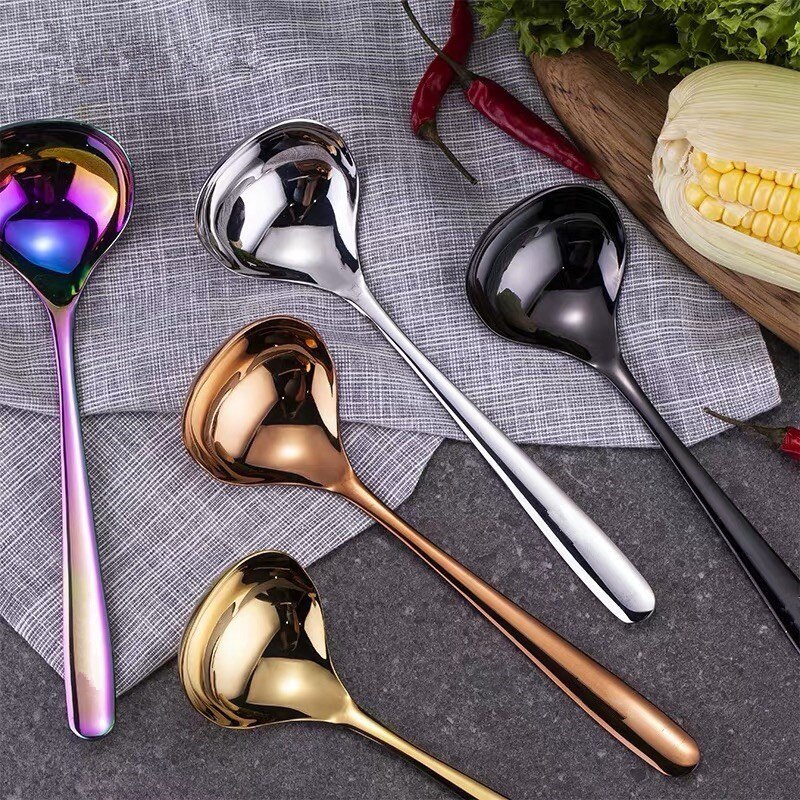 304 Stainless Steel Spoon Soup Ladle Scoop Family Soup Spoon Serving Colander spoons Cooking Spoon Kitchen Accessories Utensil