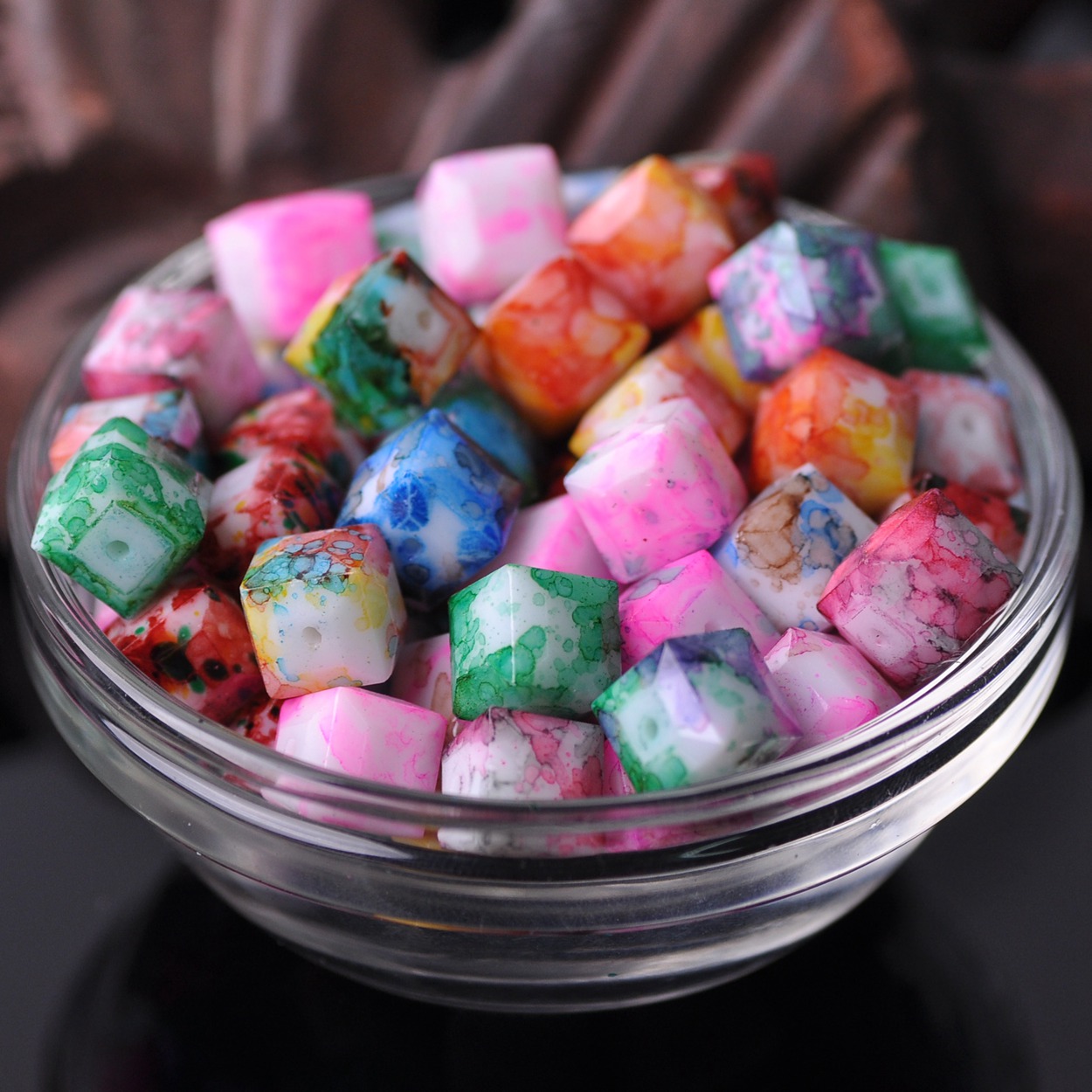 Kleurrijke Bekleed Kubus Vierkant Geslepen 8Mm 10Mm Opaque Glas Losse Ambachten Kralen Lot Voor Sieraden Maken Diy craft Bevindingen