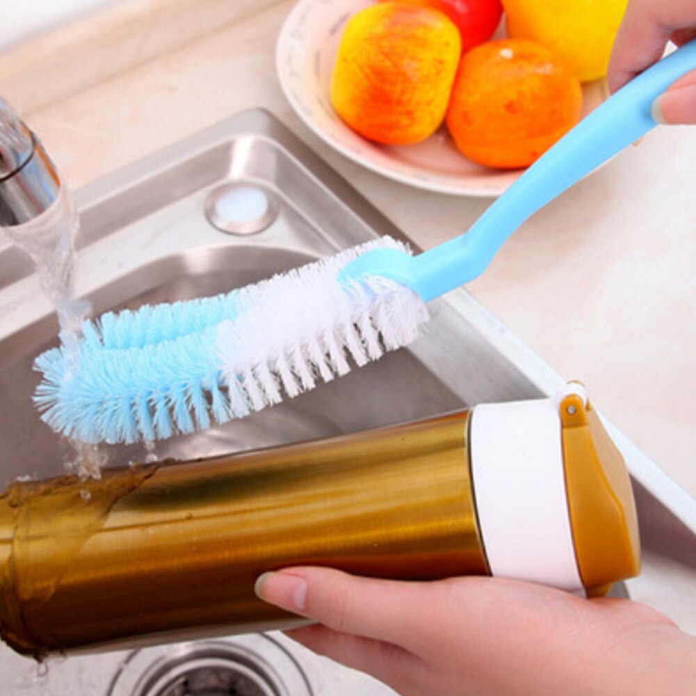 Bouteille brosse maison longue poignée cuisine nettoyage multifonctionnel lavage verre plastique décontracté tasse couleur aléatoire bébé suspendus outil