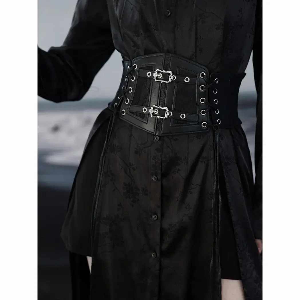 Ceinture Corset rétro pour femmes, Style gothique, dentelle élastique, boucle ardillon, corde à nouer, accessoire Punk pour chemise et robe