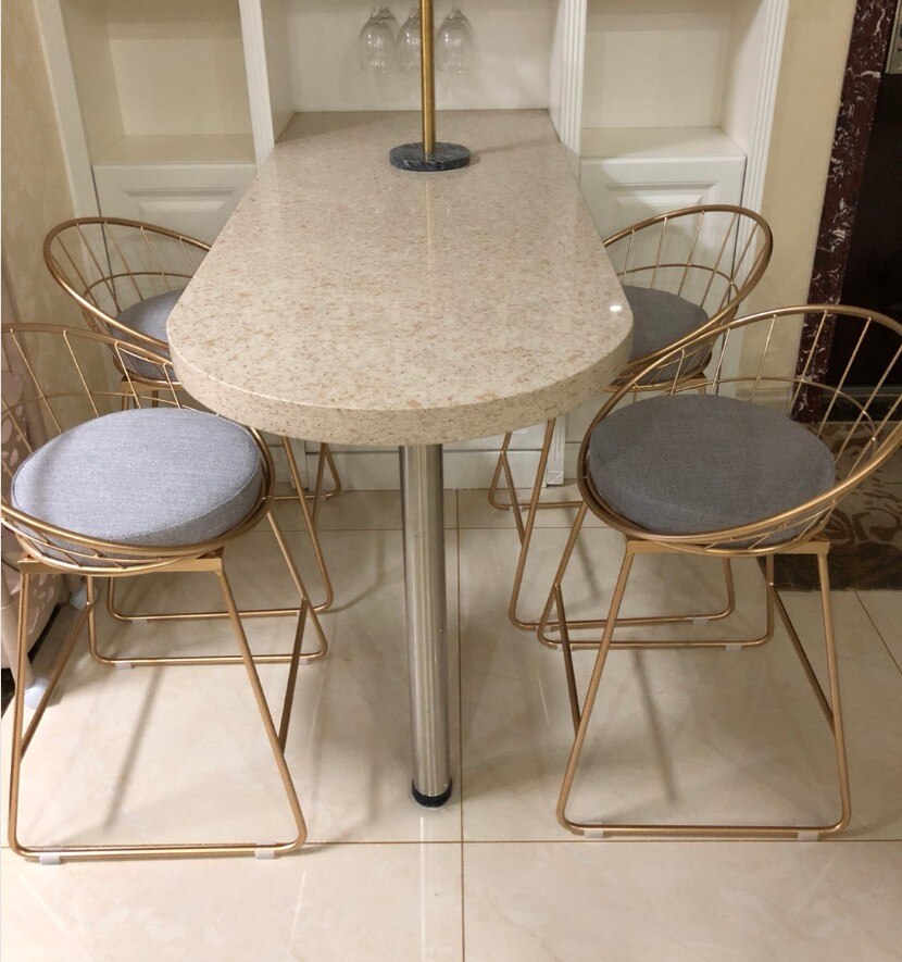 High gold bar stool wrought iron bar stool chair simple dining chair modern Nordic iron leisure chair bar chair