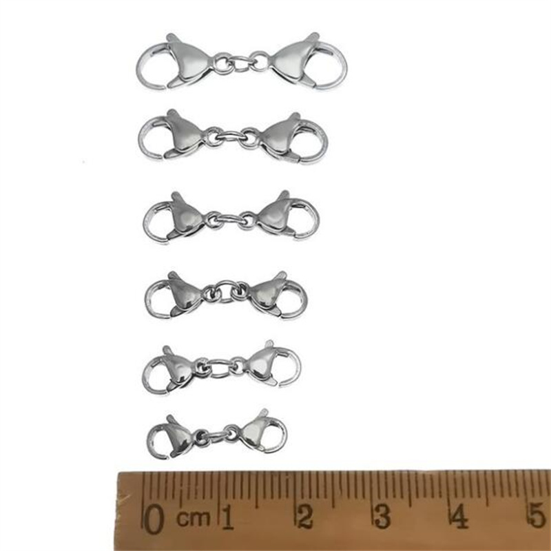 5 Stks/partij Roestvrij Staal Dubbele Knoop Kreeft Gesp Haken Sluiting Accessoire Connector Voor Diy Armbanden Sieraden Maken