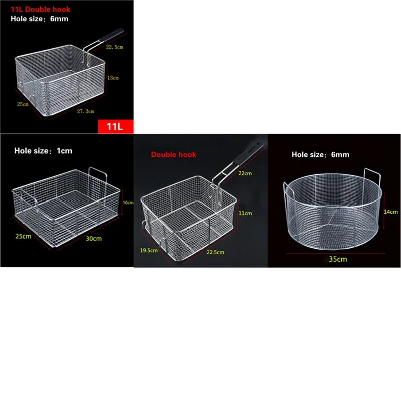 Stainless steel frying basket net French fries basket frame square oil control filter frying basket dense