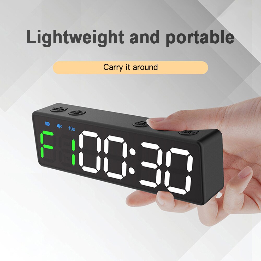 Mini Gym Timer Rechargeable Stopwatch Portable Countdown/up Clock with Magnetic Back for Home Gym Fitness Training