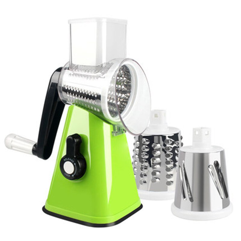 Safe Material Multi-function Drum Cutter, Three Detachable And Interchangeable Drum Blades, Kitchen Accessories, Gadget: Green  