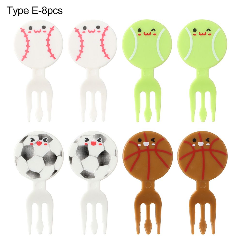 6-10Pcs Mini Animal Farm Cartoon Food Picks Children Snack Cake Dessert Food Fruit Forks Lunch Bento Accessories Party Decor: Type E-8pcs