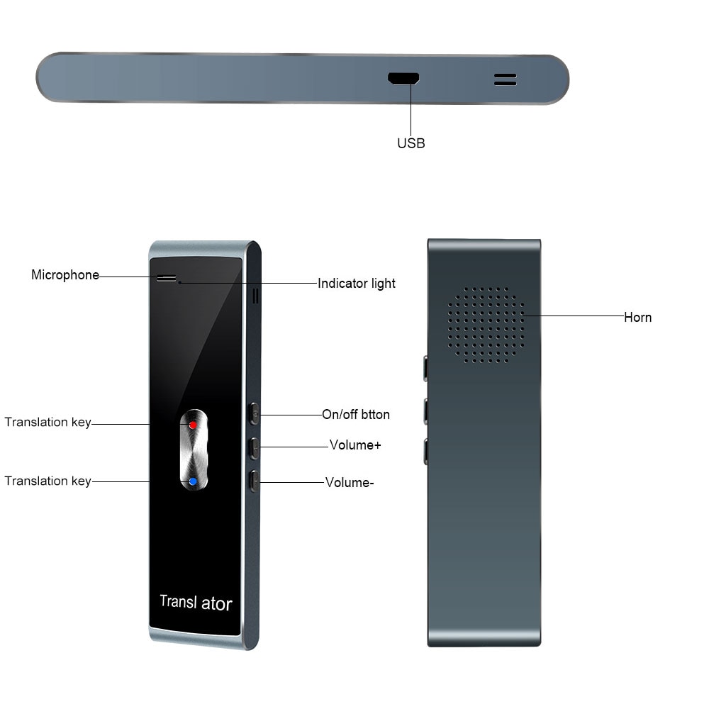 Portable Smart Voice Translator Multi Languages Instant Real Voice Time Translator For Learning Travel Business Meeting