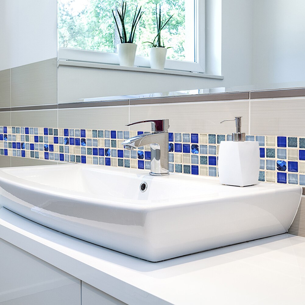 18Pcs Tile Stickers Living Room Wall Self-Adhesive Matte Mosaic Tile Sticker Decals Kitchen Bathroom Decorative Wall Stickers