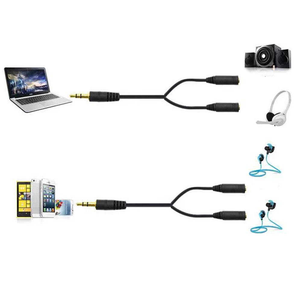 Hoofdtelefoon Splitter 3.5Mm Verlengkabel Audio Stereo Y Splitter (Hifi-Geluid) 3.5Mm Mannelijk Naar 2 Poorten 3.5Mm Vrouwelijke Splitter