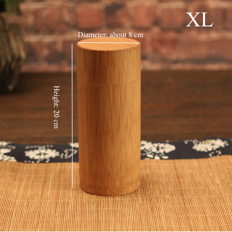 Pure Bamboo Straight Cylinder Tea Caddy Portable Tea Caddy Tea Storage Box for Home and Travel: Dark Khaki