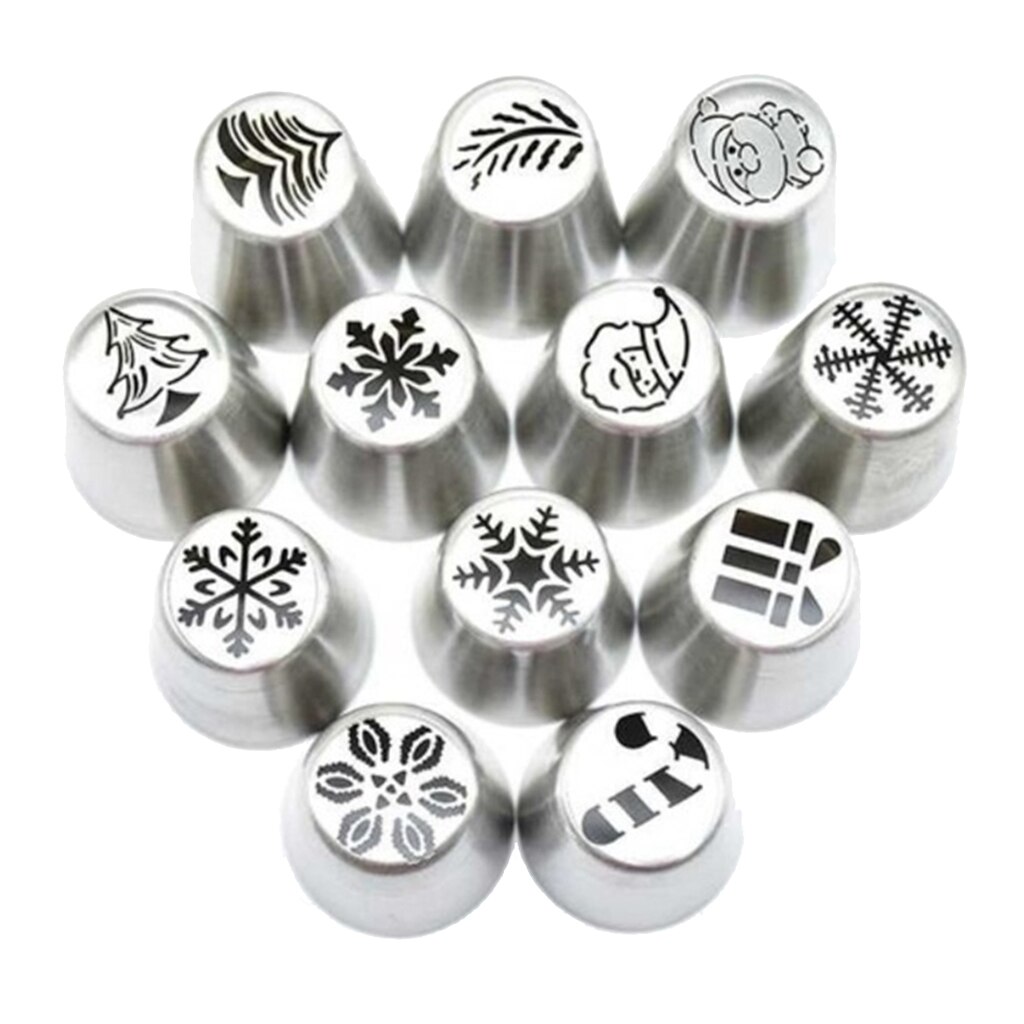 12 Stuks Russische Piping Tips Kerst Cake Icing Frosting Nozzles Voor Cupcake Decoratie, Kerst