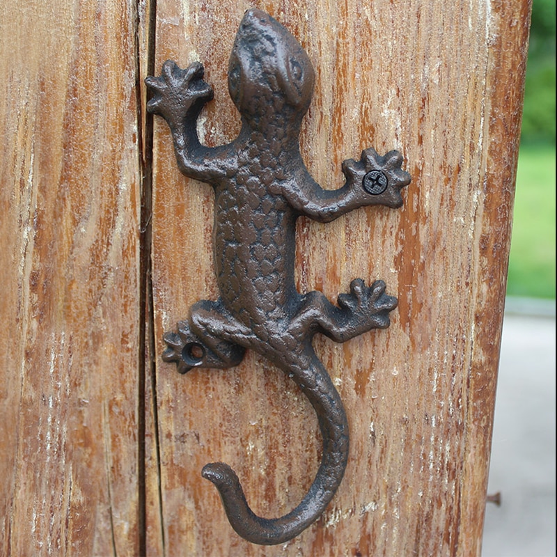 Vintage maalaismainen rauta aksentti gekko seinä lisko kotipuutarha sisustus valurauta seinäkoukku avaimenpidike seinävarsi kylpyhuone