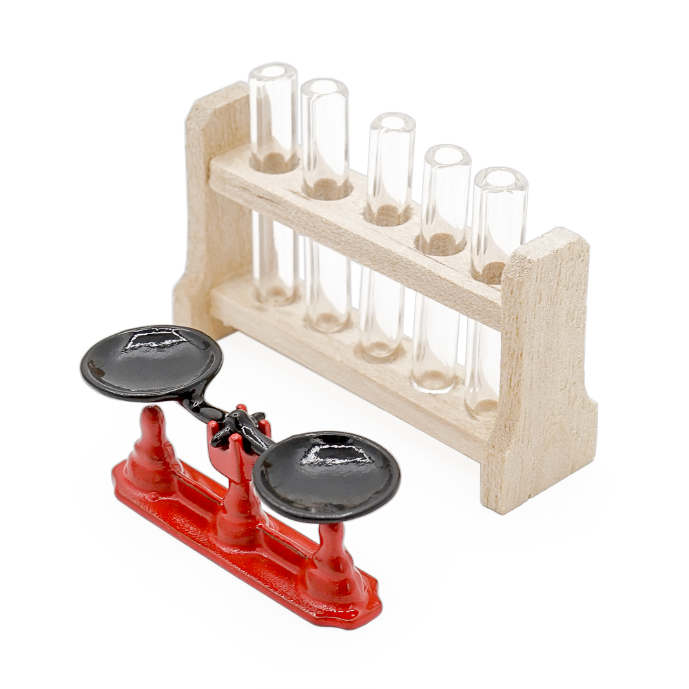 Odoria 1/12 Miniatur Labor-Waage – Puppenhaus Zubehör, Metall, 3x1x1.3 Cm – Deko Für Küche, Labor Oder Sammler