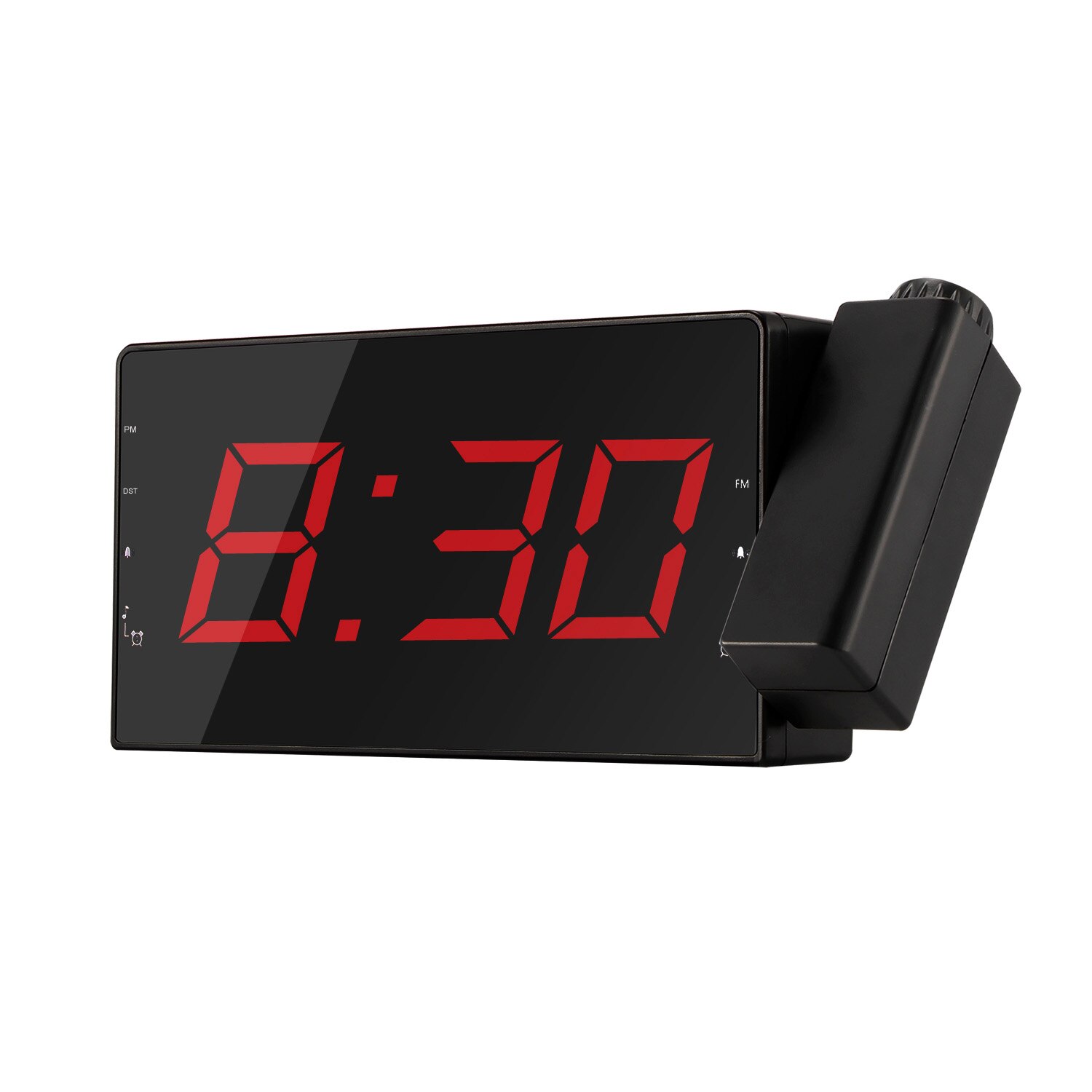 Usb projektionsväckarklocka led display tid digital väckarklocka med roterbar projektor dubbelt larm fm radio snooze funktion: Röd