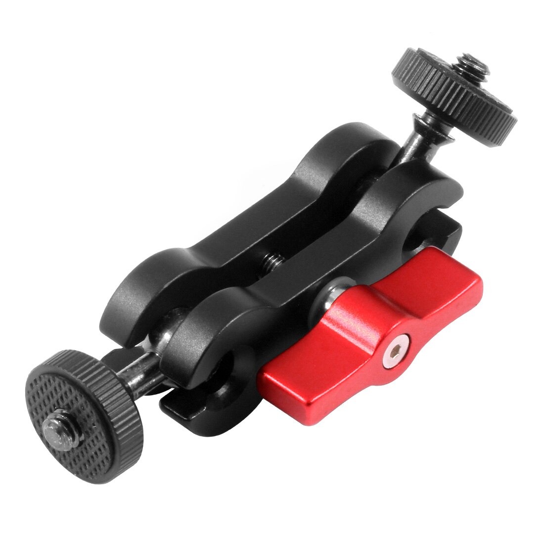 BGNING multi-fonction double rotule chaussure chaude 1/4 "trépied magique bras adaptateur de montage DSLR accessoire d'appareil-photo pour moniteur lumière LED: Red