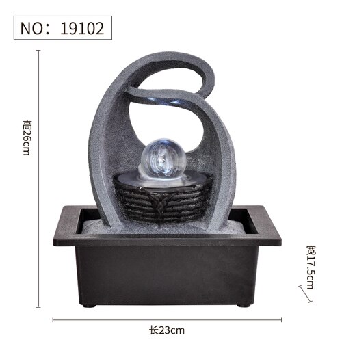Resin Decorative Fountains Indoor Water Fountains Craft Desktop Home Decor Home Figurines FengShui Water Fountain G: 19102 / 110V