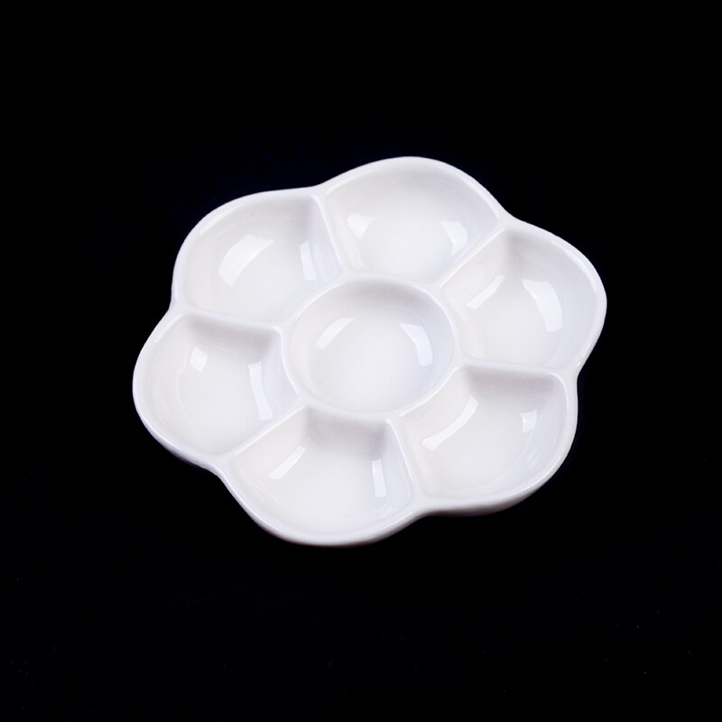Mini Round Paint Palette Tray Ceramics for Acrylic Oil Watercolor Gouache Craft DIY Art Painting Easy to Wash White Palette
