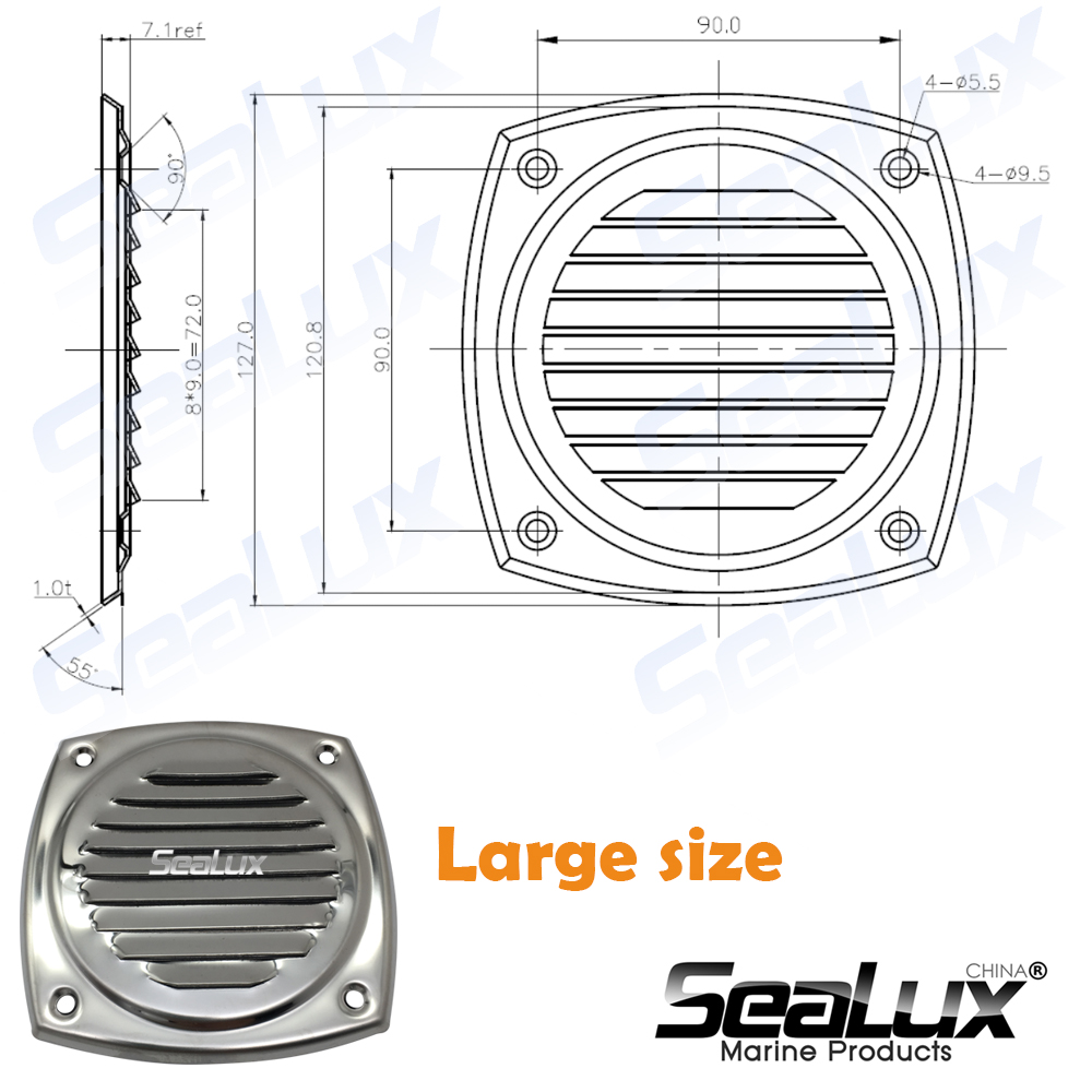 Sealux Marine Stainless Steel 304 Thru vent Stamped vent for Yacht Boat Marine Accessory Hardware