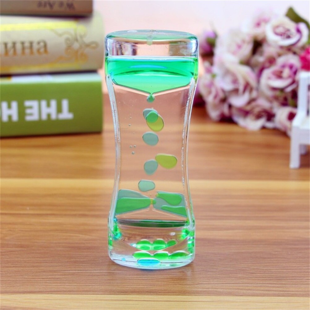 2Pcs Kleurrijke Liquid Timer Zandloper Taille Vorm Olie Zandloper Vloeibare Motion Bubble Bureau Kinderen Speelgoed Volwassenen Woondecoratie