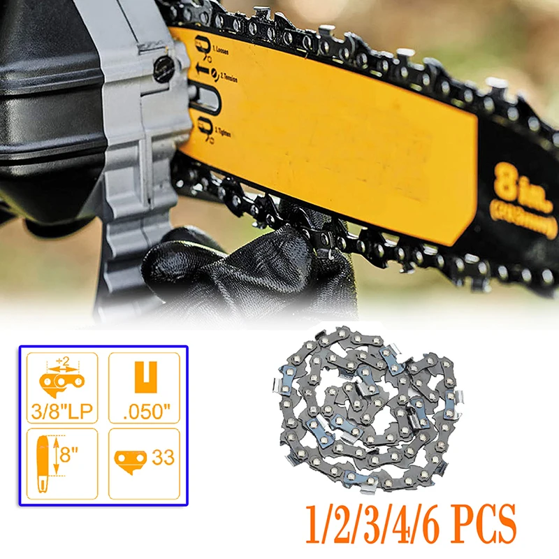 8 Inch 33 Drive Link Chainsaw Chain 3/8" LP 16 Cutter .050" Gauge Pole Saw for Pruning and Felling of Fruit Trees Saw Parts
